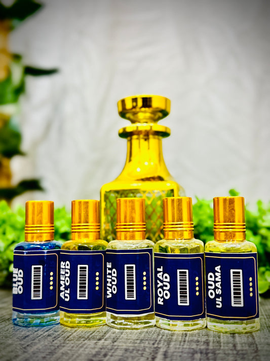 5 Luxury Oud Attars Bundle – Premium Long Lasting